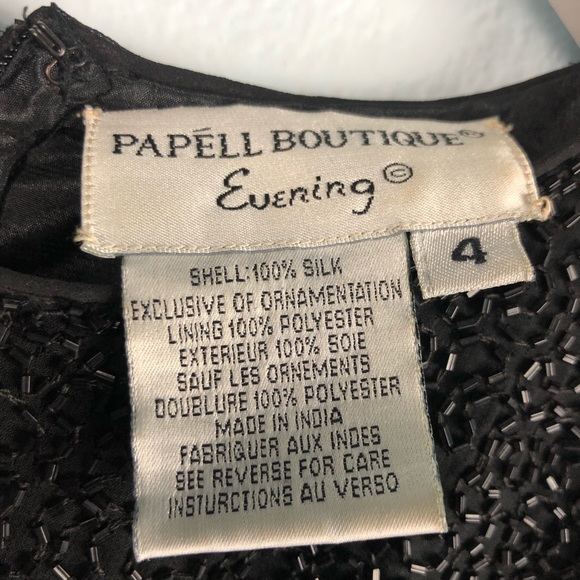 Vintage Adrianna Papell black beaded silk dress - Picture 2 of 5